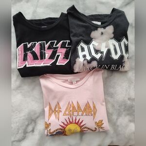 NWOT Bundle of 3 GB Girls Roll Cuff Band T-Shirts Big Girl Size Medium